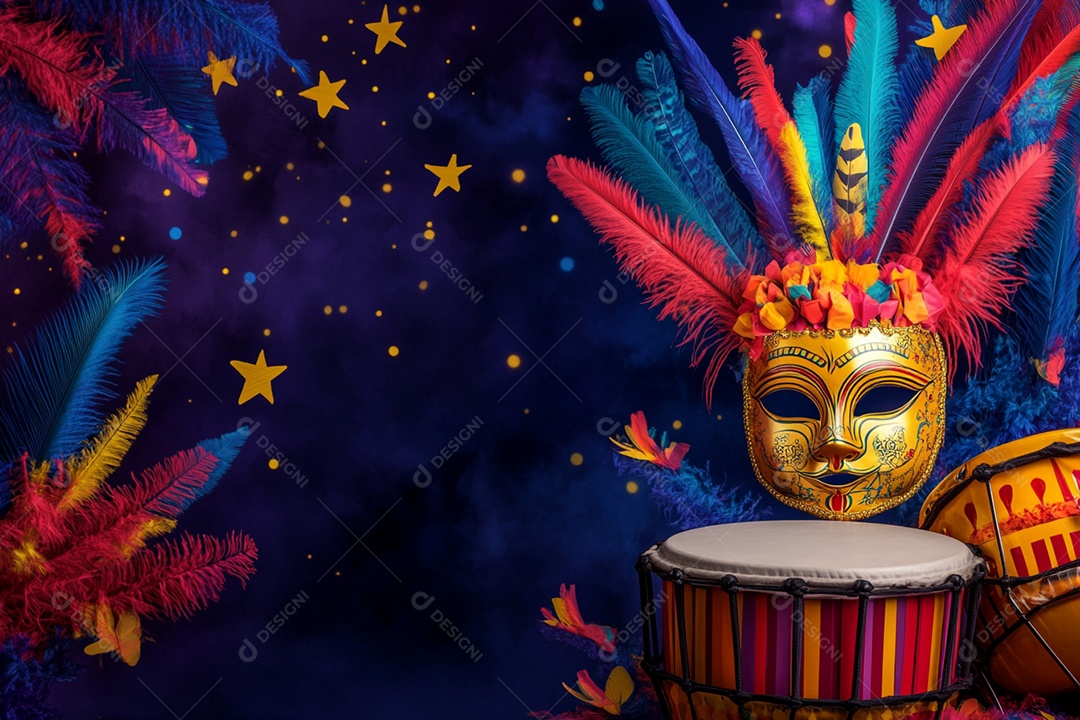 Cenário de carnaval com máscaras sobre máscara