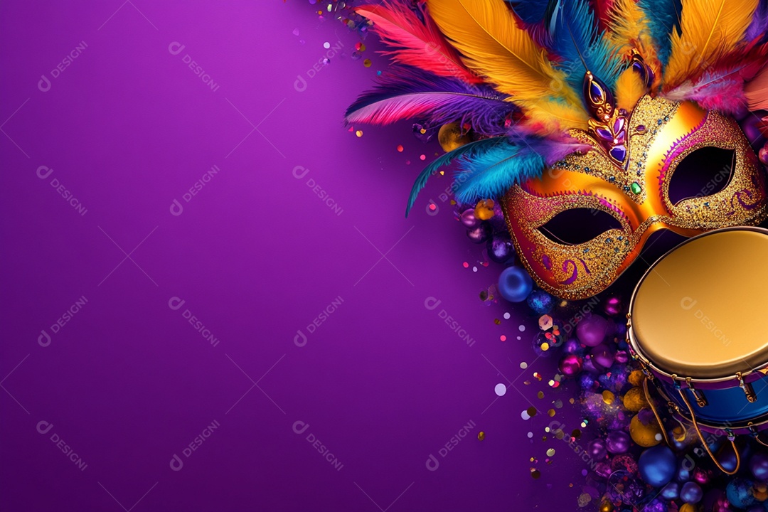 Cenário de carnaval com máscaras sobre máscara