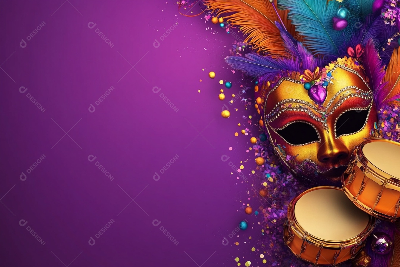 Cenário de carnaval com máscaras sobre máscara