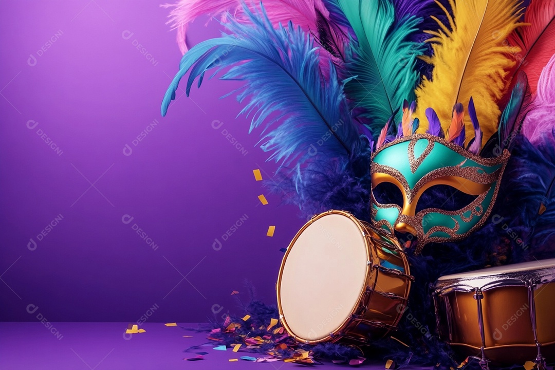 Cenário de carnaval com máscaras sobre máscara