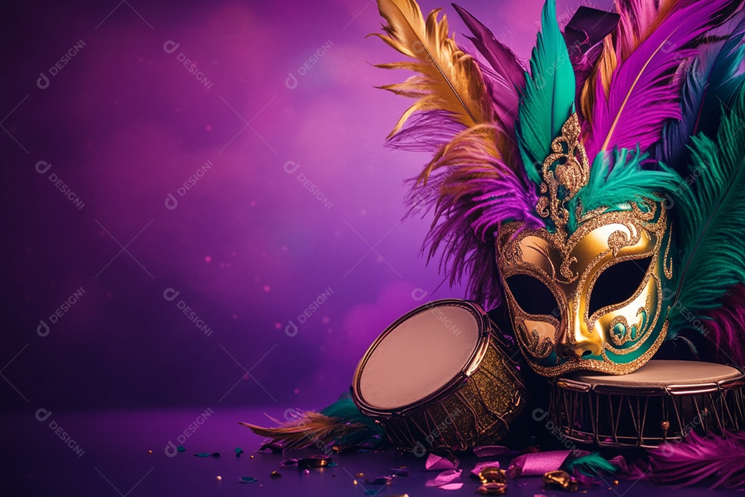 Cenário de carnaval com máscaras sobre máscara