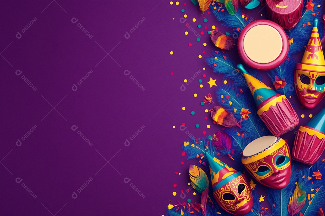 Cenário de carnaval com máscaras sobre máscara