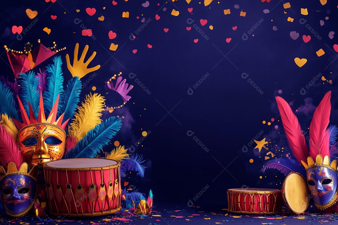 Cenário de carnaval com máscaras sobre máscara