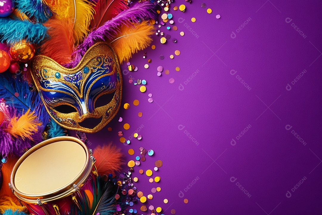 Cenário de carnaval com máscaras sobre máscara