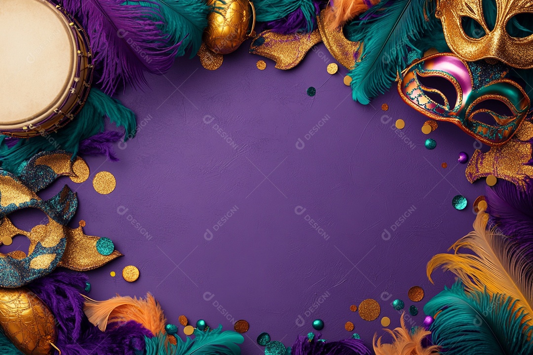 Cenário de carnaval com máscaras sobre máscara