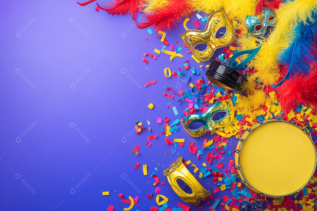 Cenário de carnaval com máscaras sobre máscara