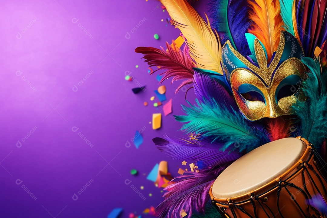 Cenário de carnaval com máscaras sobre máscara