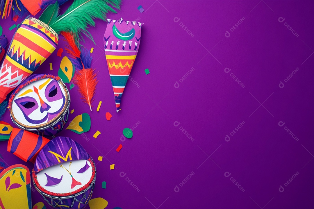 Cenário de carnaval com máscaras sobre máscara