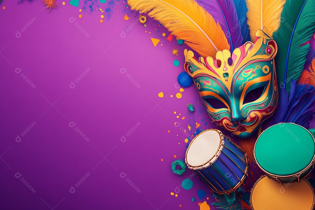 Cenário de carnaval com máscaras sobre máscara