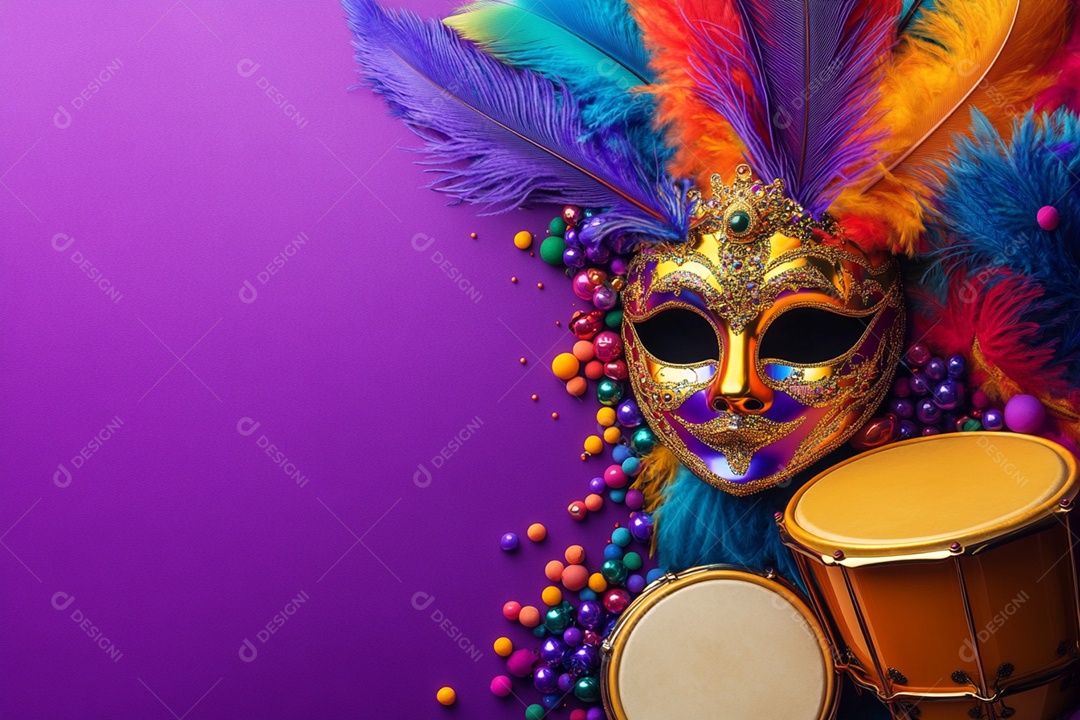 Cenário de carnaval com máscaras sobre máscara