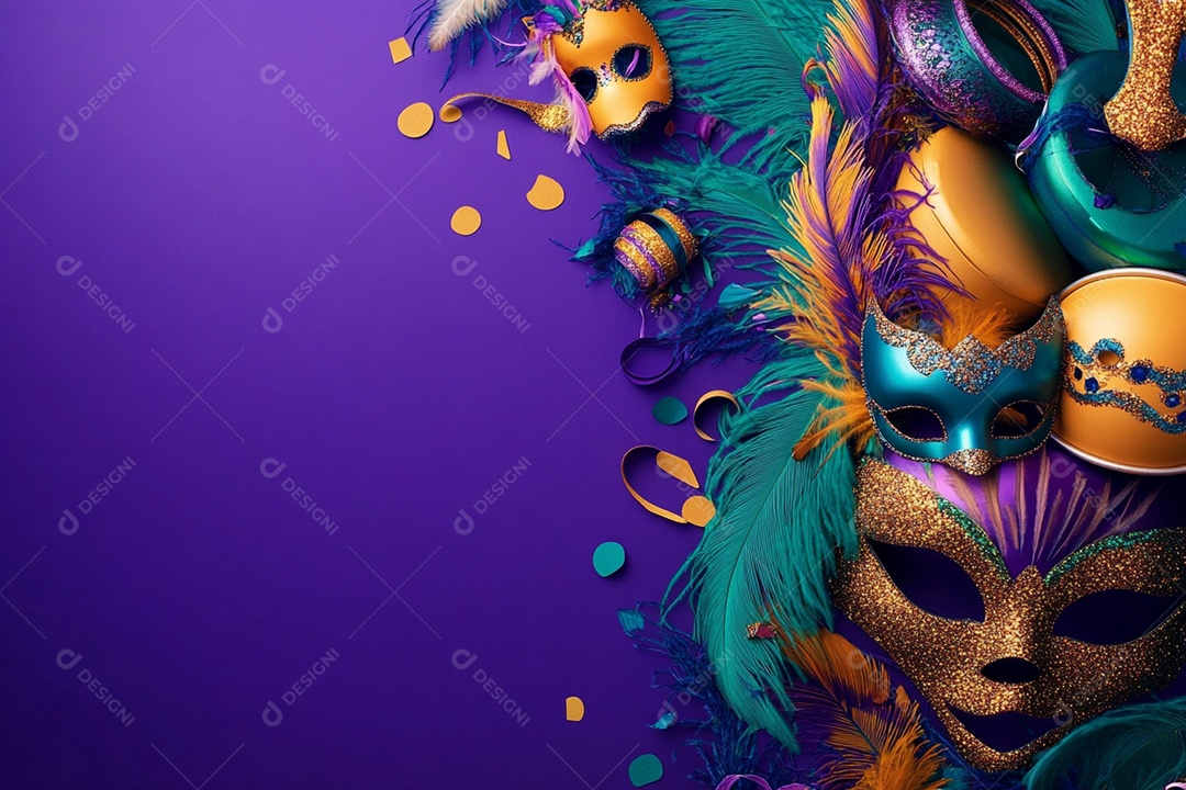 Cenário de carnaval com máscaras sobre máscara