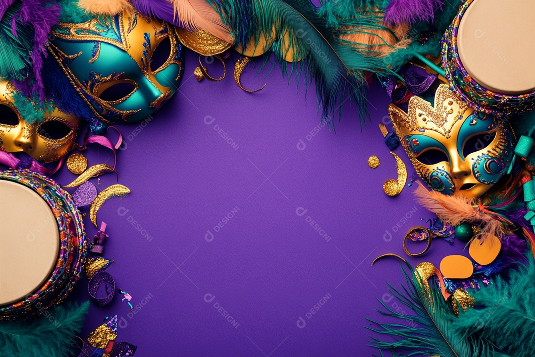 Cenário de carnaval com máscaras sobre máscara