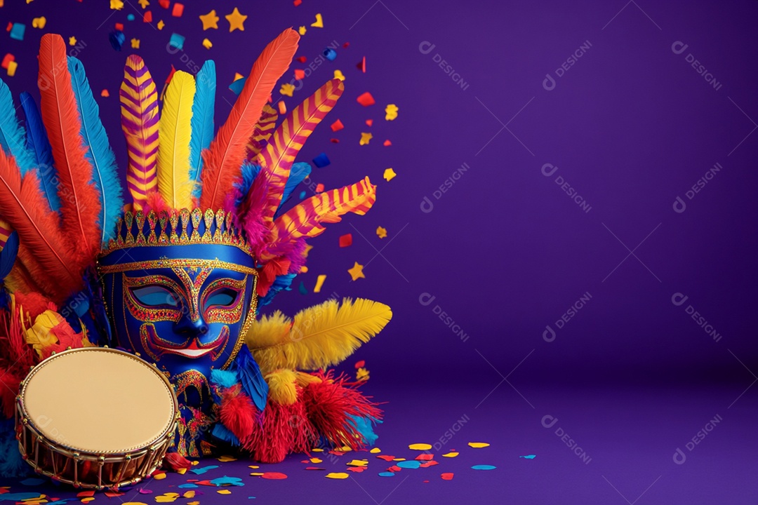 Cenário de carnaval com máscaras sobre máscara