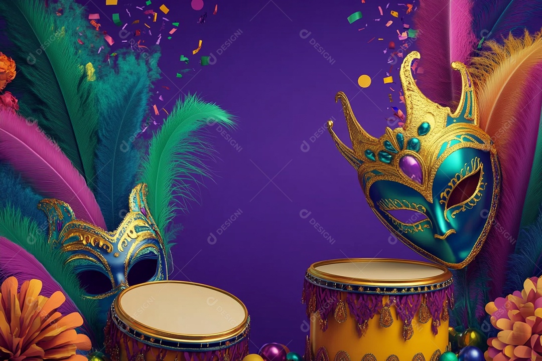 Cenário de carnaval com máscaras sobre máscara