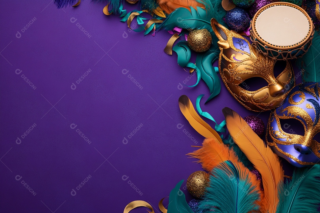 Cenário de carnaval com máscaras sobre máscara