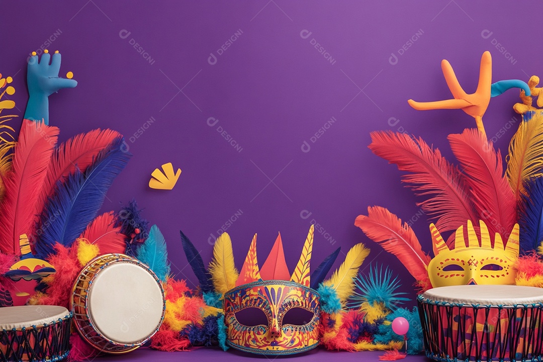 Cenário de carnaval com máscaras sobre máscara