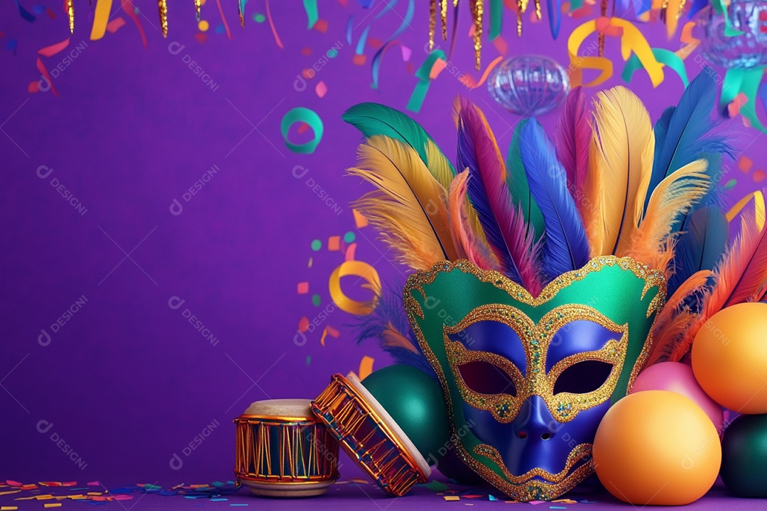 Cenário de carnaval com máscaras sobre máscara