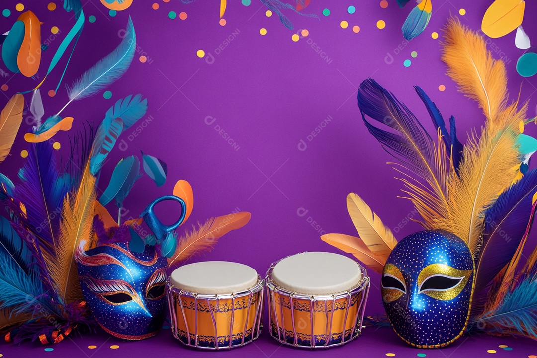 Cenário de carnaval com máscaras sobre máscara