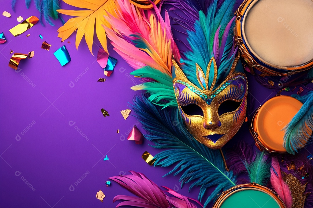 Cenário de carnaval com máscaras sobre máscara