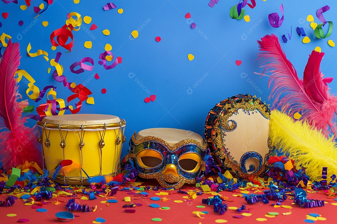 Cenário de carnaval com máscaras sobre máscara