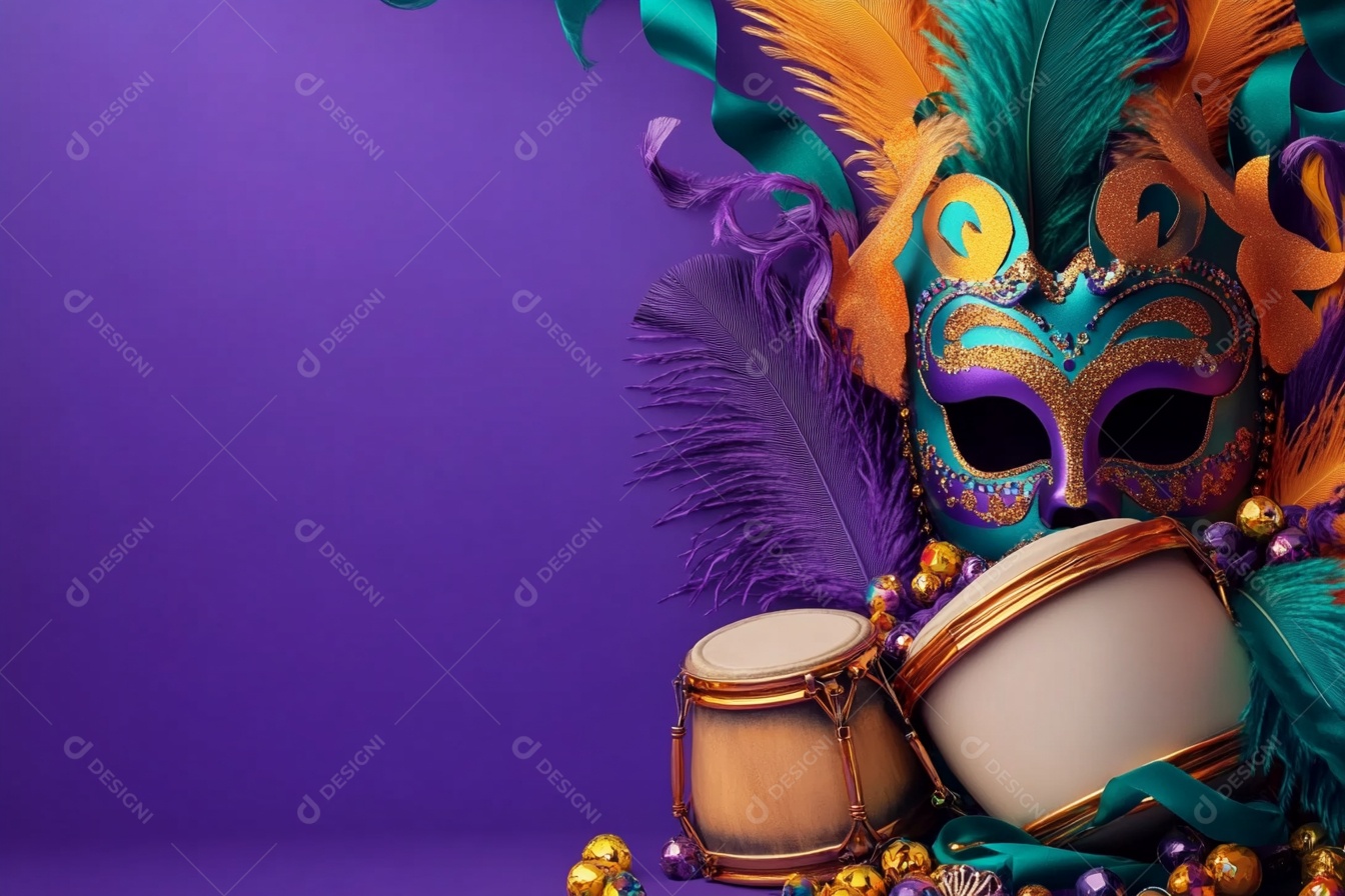 Cenário de carnaval com máscaras sobre máscara