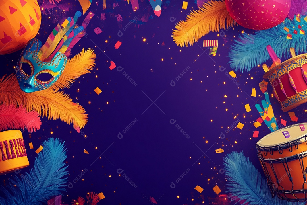 Cenário de carnaval com máscaras sobre máscara