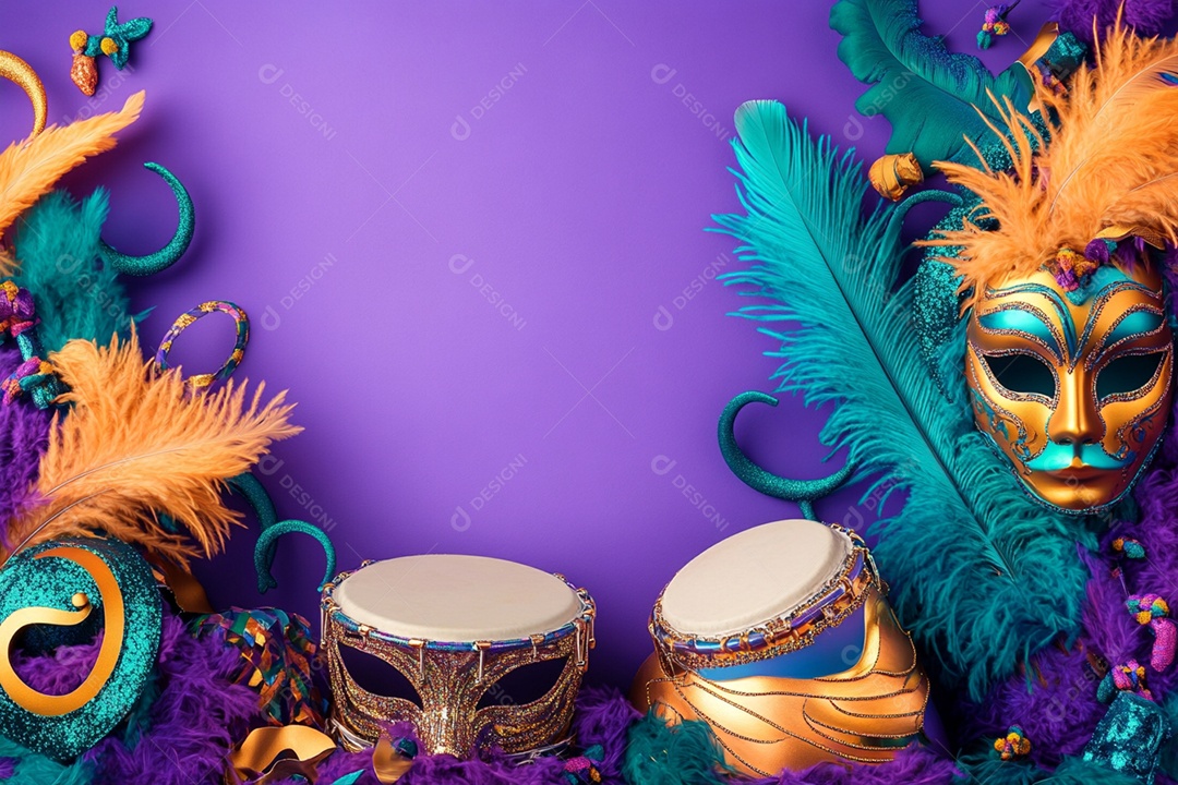 Cenário de carnaval com máscaras sobre máscara