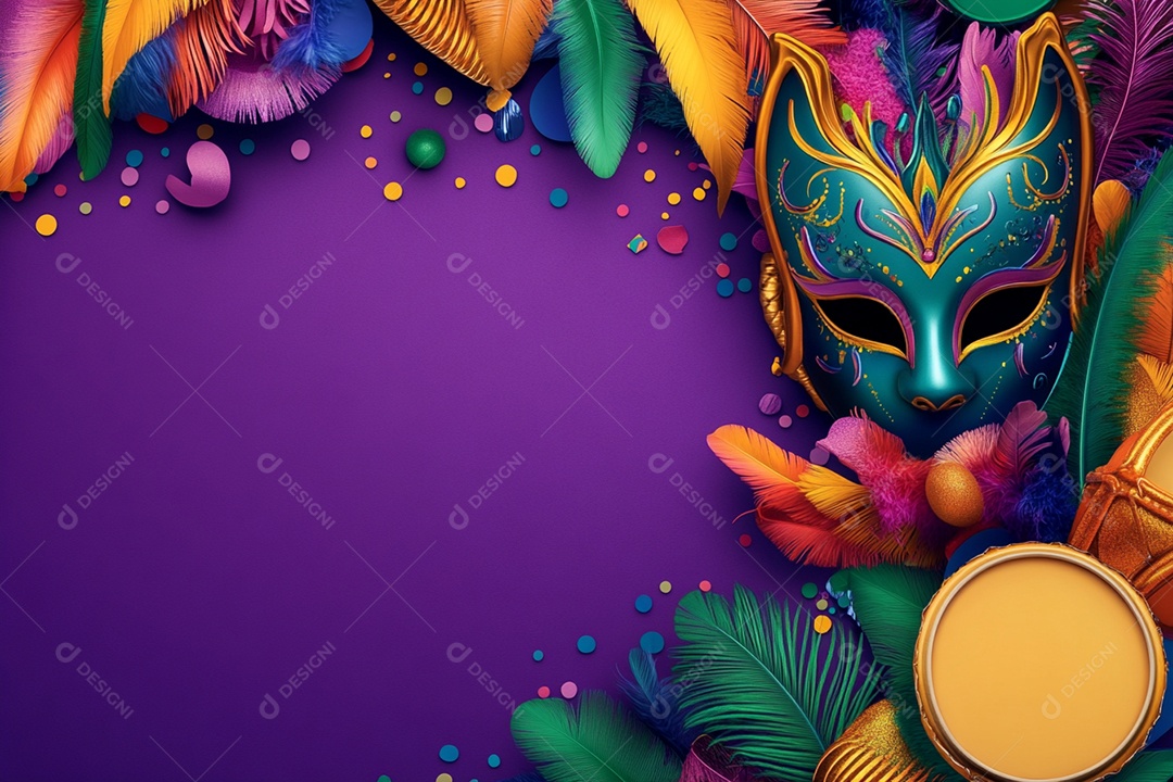 Cenário de carnaval com máscaras sobre máscara