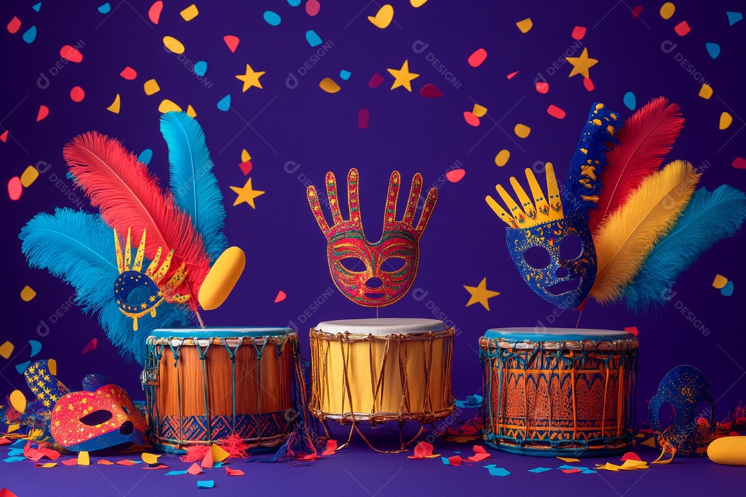 Cenário de carnaval com máscaras sobre máscara