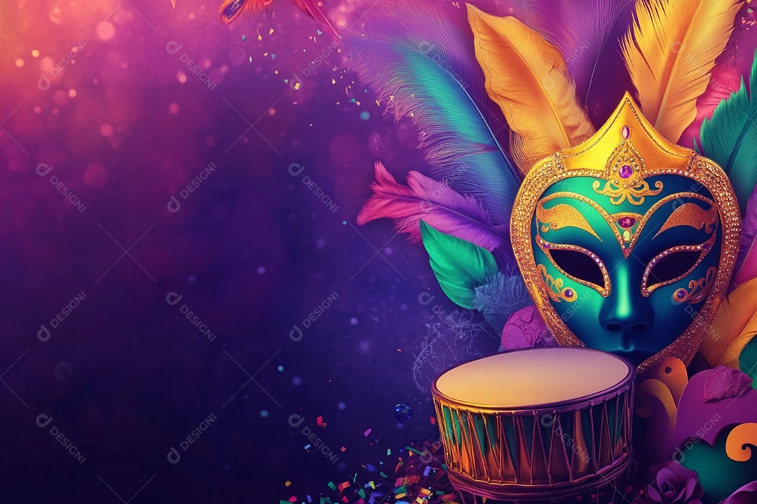 Cenário de carnaval com máscaras sobre máscara