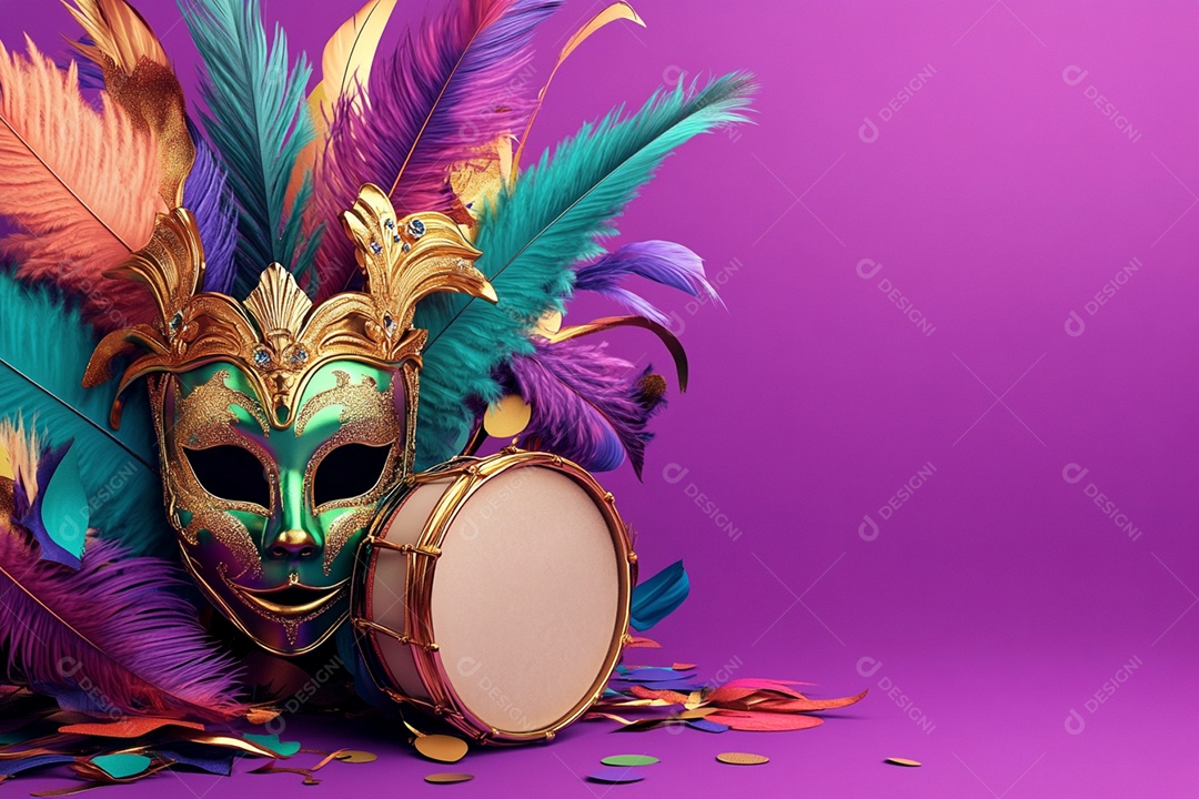 Cenário de carnaval com máscaras sobre máscara