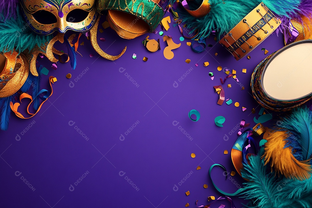 Cenário de carnaval com máscaras sobre máscara