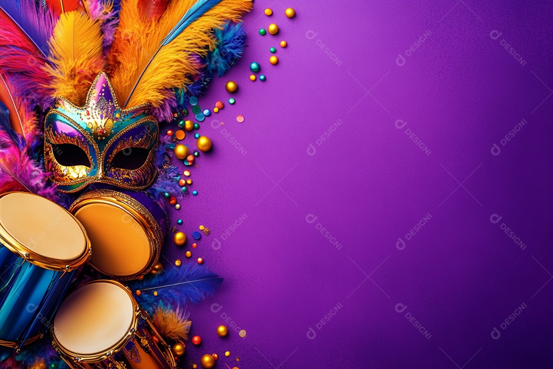 Cenário de carnaval com máscaras sobre máscara