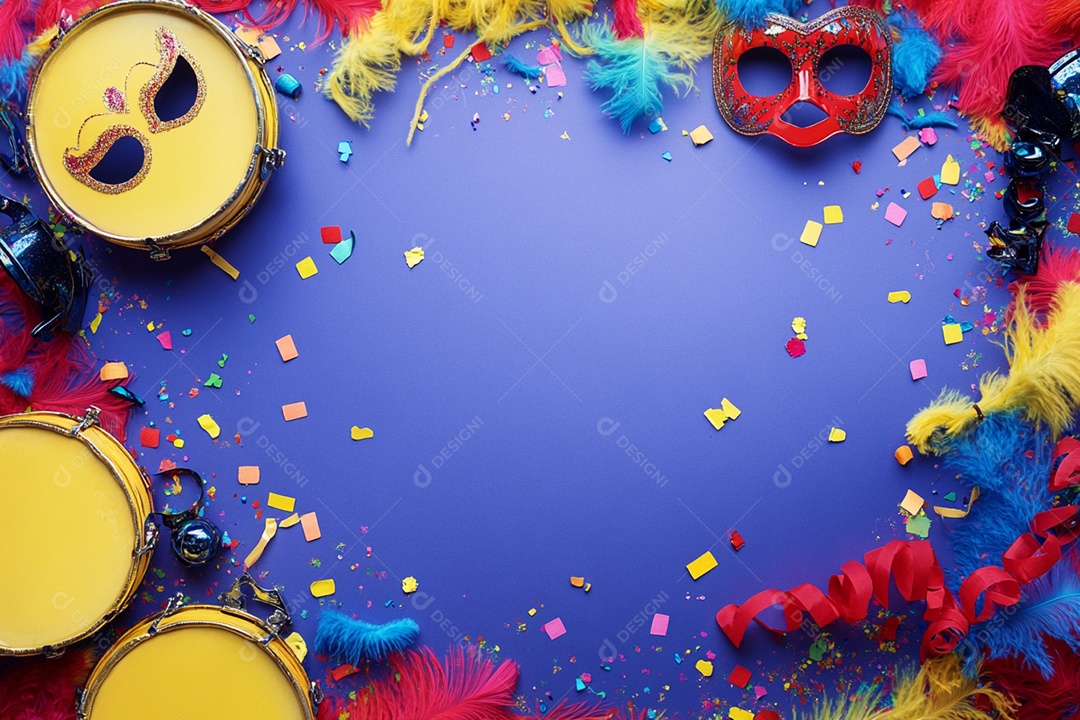 Cenário de carnaval com máscaras sobre máscara