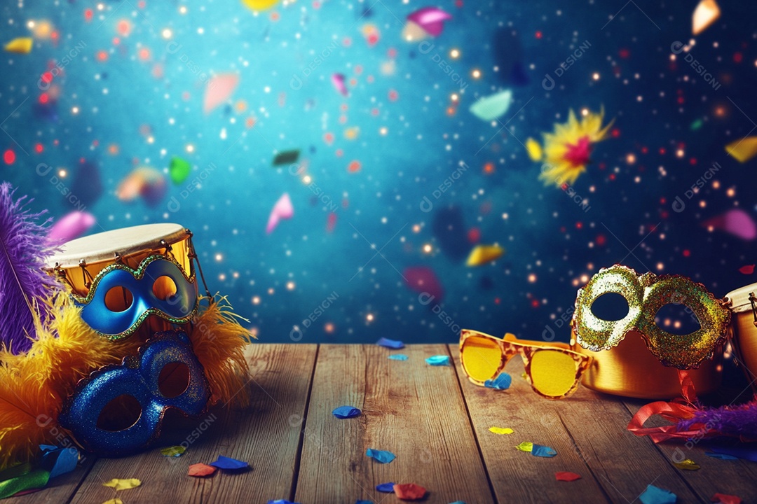 Cenário de carnaval com máscaras sobre máscara
