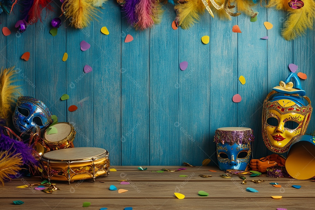 Cenário de carnaval com máscaras sobre máscara