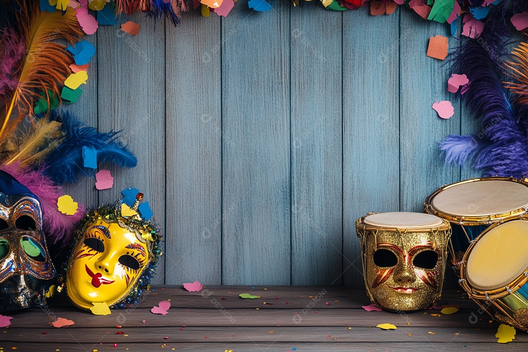 Cenário de carnaval com máscaras sobre máscara