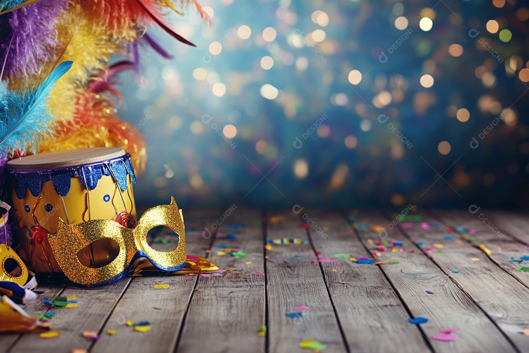 Cenário de carnaval com máscaras sobre máscara