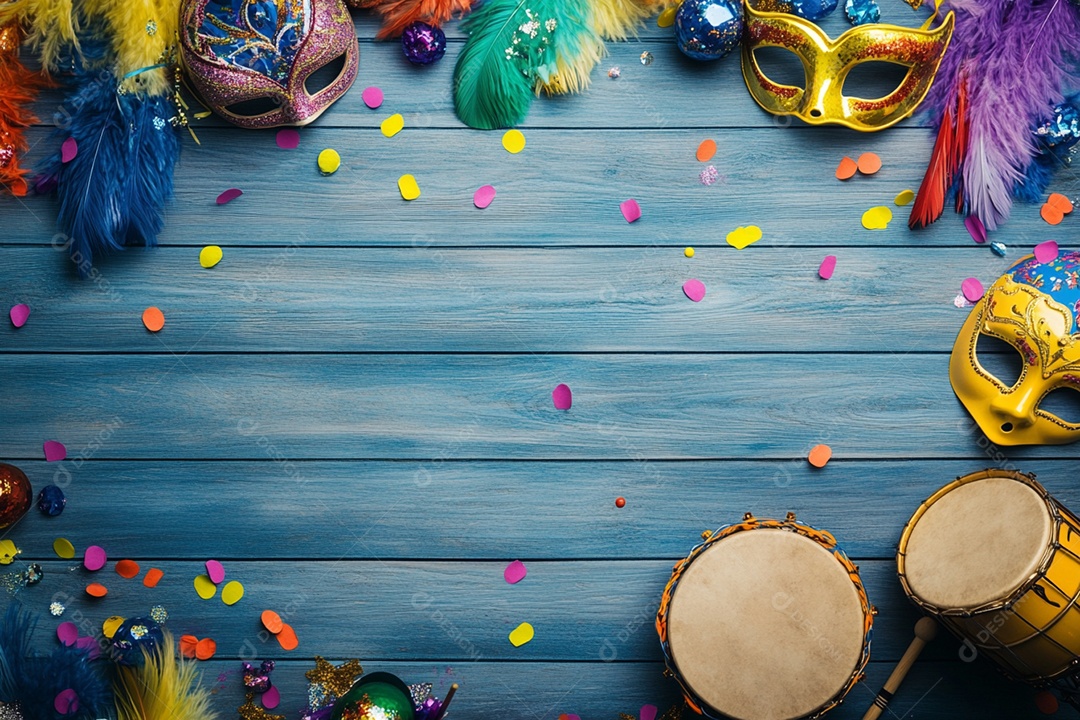 Cenário de carnaval com máscaras sobre máscara