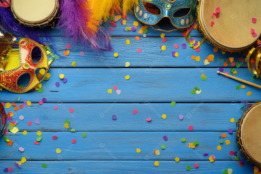 Cenário de carnaval com máscaras sobre máscara