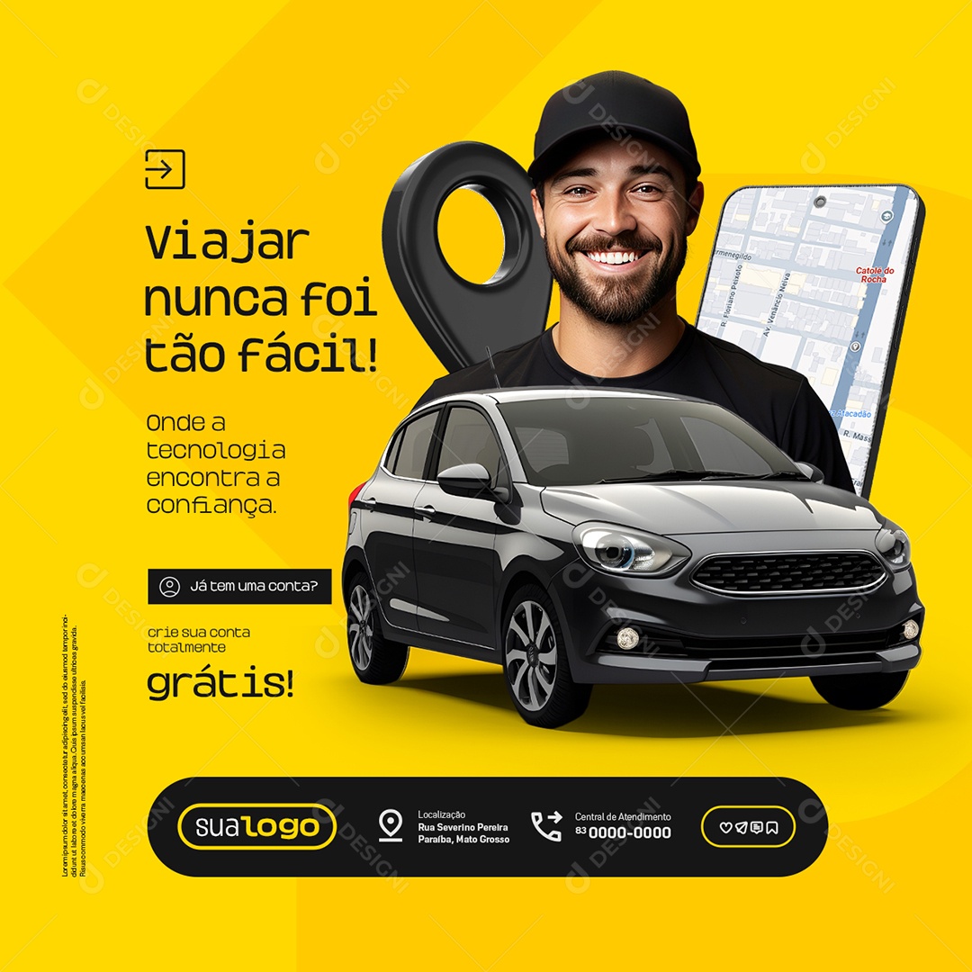 Uber Viaja Nunca Foi Tão Fácil Social Media PSD Editável
