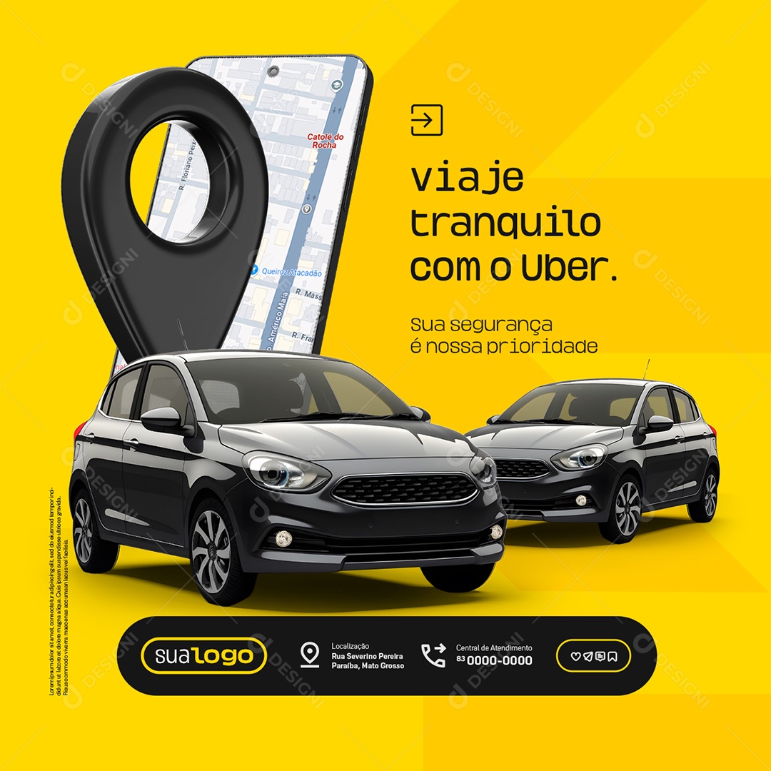 Uber Viaje Tranquilo Social Media PSD Editável