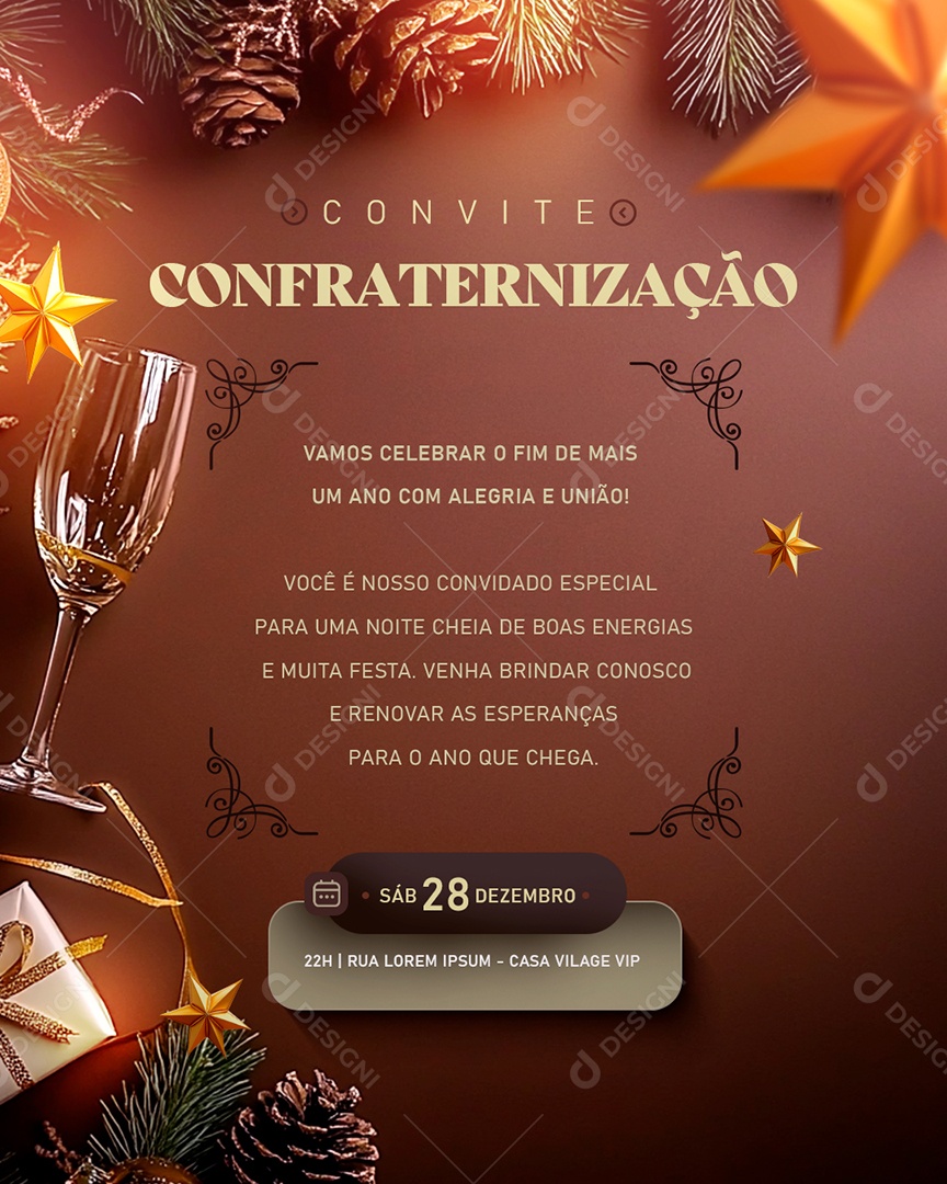Convite de Confraternização de Fim de Ano Social Media PSD Editável