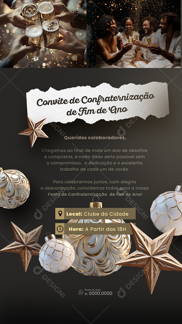 Story Convite de Confraternização de Fim de Ano Social Media PSD Editável