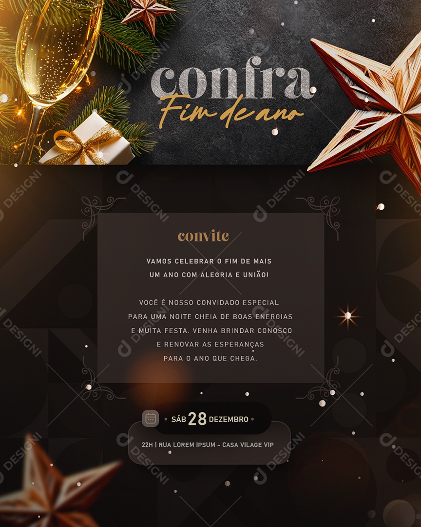 Convite de Confraternização de Fim de Ano Social Media PSD Editável