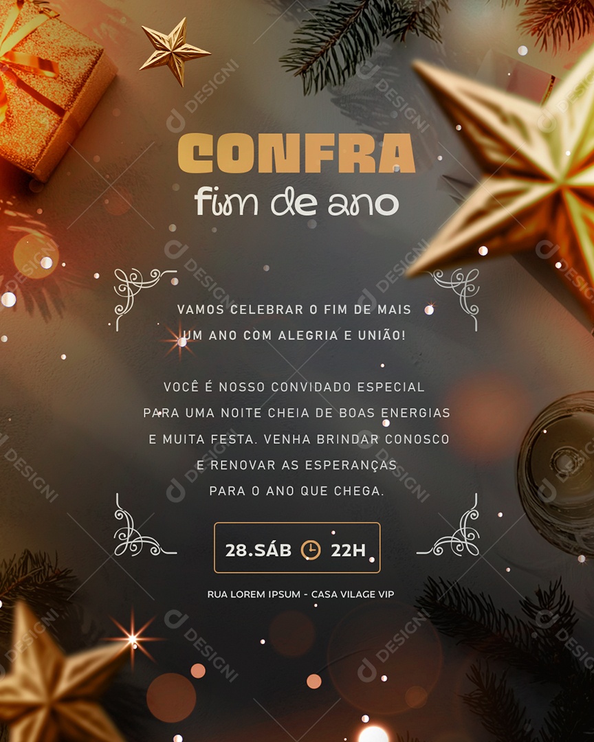 Convite de Confraternização de Fim de Ano Social Media PSD Editável