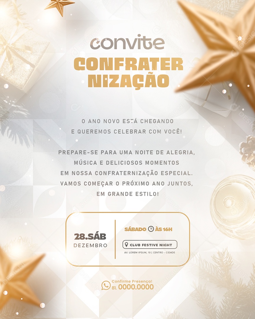 Convite de Confraternização de Fim de Ano Social Media PSD Editável