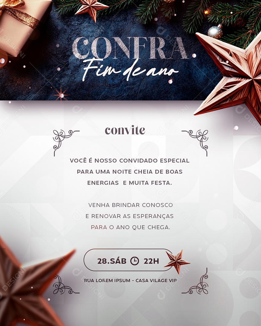 Convite de Confraternização de Fim de Ano Social Media PSD Editável