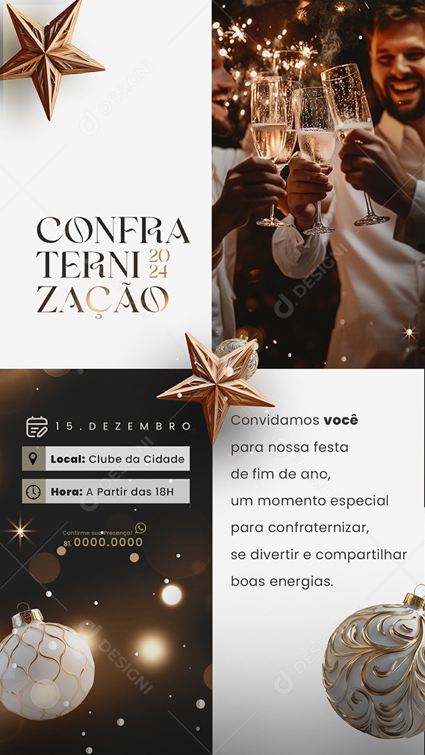 Story Convite de Confraternização de Fim de Ano Social Media PSD Editável