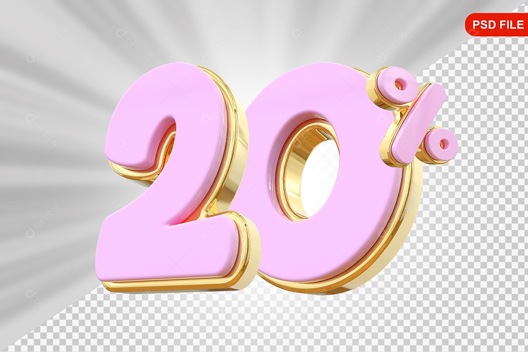 Desconto 20% Colorido Elemento 3D Para Composição PSD